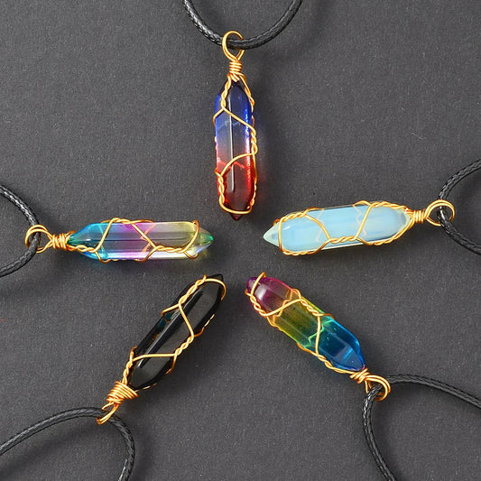 Hexagon Crystal Point Necklaces