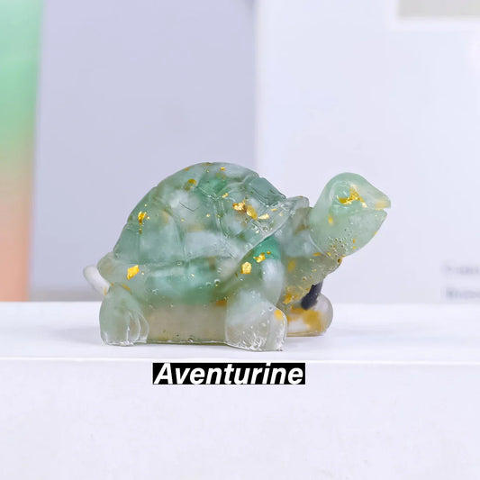 Natural Crystal Stone Turtle Statue – Feng Shui Tortoise Figurine for Home & Office Energy Balance