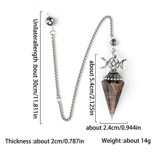 Natural Stone Hexagon Cone Pendulum Pendant Seven Chakra Resin Healing Energy Reiki For Jewelry Making Accessories Necklaces